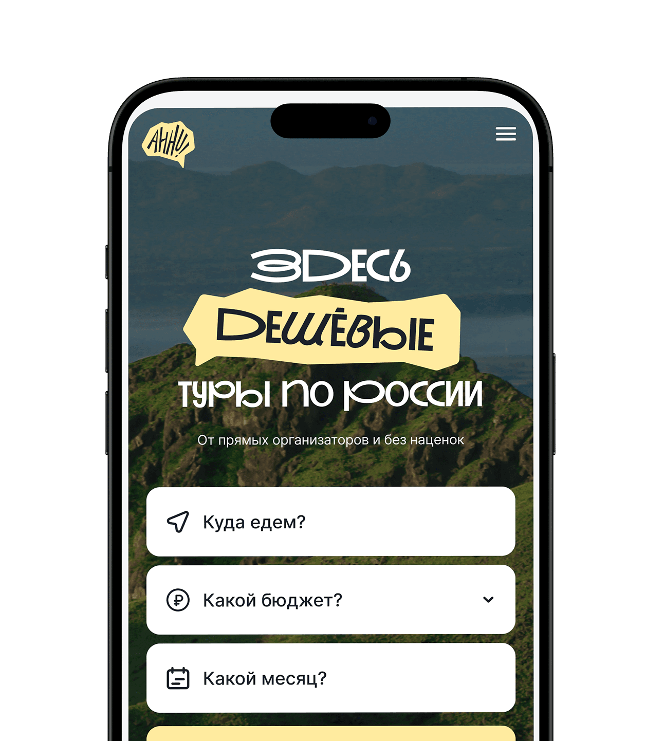 Сайт открытый на телефоне